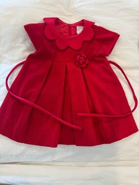 Florence Eiseman Bright Red Girls' Dress with Scalloped Collar